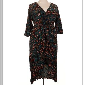 Ava & Viv Black and Pink Floral Long Sleeve Dress